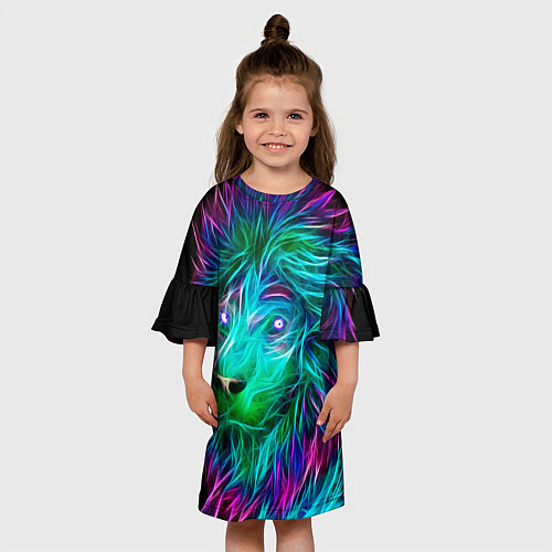 Детское платье Светящийся неоновый лев / 3D-принт – фото 3