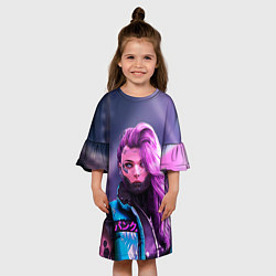 Платье клеш для девочки Cyberpunk 2077 - Валери V, цвет: 3D-принт — фото 2