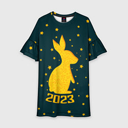 Платье клеш для девочки Год кролика - 2023, цвет: 3D-принт