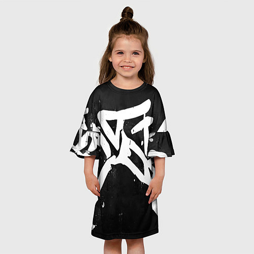 Детское платье Иероглифы в стиле граффити / 3D-принт – фото 3