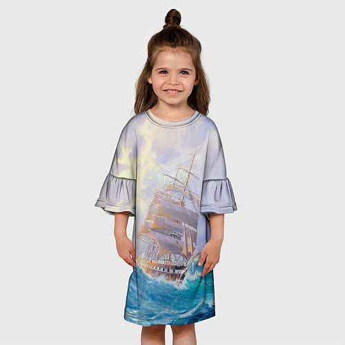 Детское платье Фрегат в штормовом океане / 3D-принт – фото 3