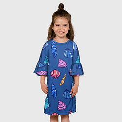 Платье клеш для девочки Паттерн из морских раковин, цвет: 3D-принт — фото 2