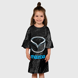 Платье клеш для девочки Mazda - следы шин, цвет: 3D-принт — фото 2