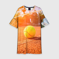 Платье клеш для девочки Теннис - рассвет, цвет: 3D-принт