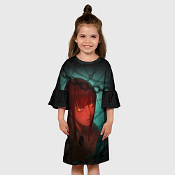 Платье клеш для девочки Макима на фоне цепей- Человек-бензопила, цвет: 3D-принт — фото 2