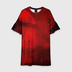 Платье клеш для девочки Абстрактный красный дым и брызги тёмной краски, цвет: 3D-принт