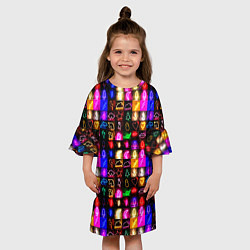 Платье клеш для девочки Neon glowing objects, цвет: 3D-принт — фото 2
