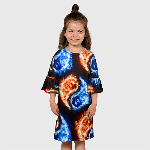 Детское платье Инь - янь, огонь - вода, паттерн / 3D-принт – фото 3
