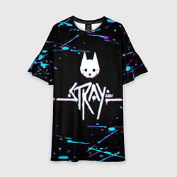 Платье клеш для девочки Stray - краска - neon, цвет: 3D-принт