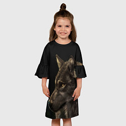 Платье клеш для девочки Взрослый мудрый волк, цвет: 3D-принт — фото 2