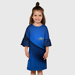 Платье клеш для девочки Ford - синяя абстракция, цвет: 3D-принт — фото 2