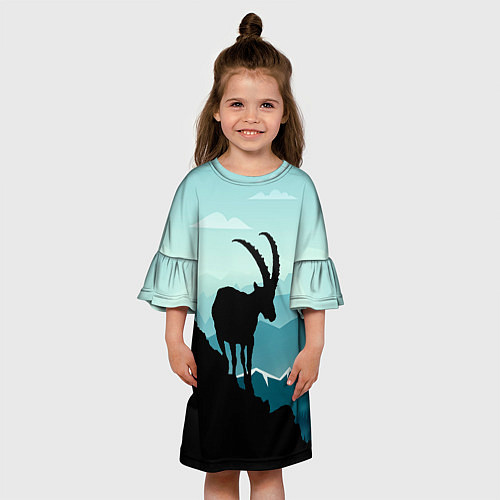 Детское платье Горный козел и горы / 3D-принт – фото 3