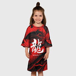 Платье клеш для девочки Дракон - китайский иероглиф, цвет: 3D-принт — фото 2