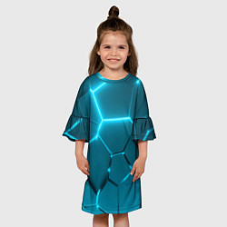 Платье клеш для девочки Ледяные неоновые геометрические плиты, цвет: 3D-принт — фото 2