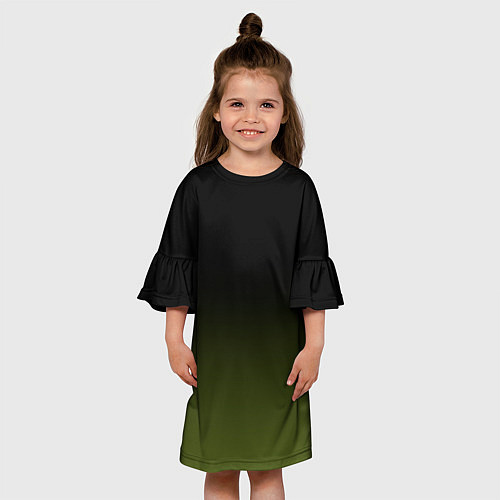 Детское платье Черный и хвойный зеленый градиент / 3D-принт – фото 3