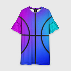 Платье клеш для девочки Градиентный баскетбольный мяч, цвет: 3D-принт