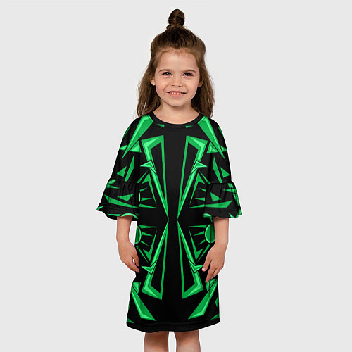 Детское платье Геометрический узор зеленый geometric / 3D-принт – фото 3