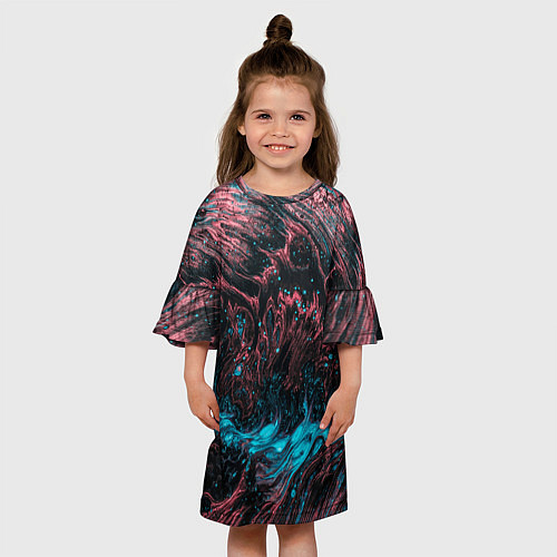 Детское платье Красочные растекания / 3D-принт – фото 3