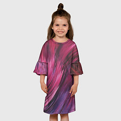 Платье клеш для девочки Текстура буря красок, цвет: 3D-принт — фото 2