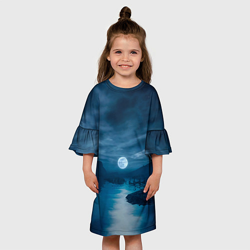 Детское платье Пейзаж озера, берега и луны - Dear Esther / 3D-принт – фото 3