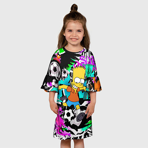 Детское платье Барт Симпсон - центр-форвард на фоне граффити / 3D-принт – фото 3
