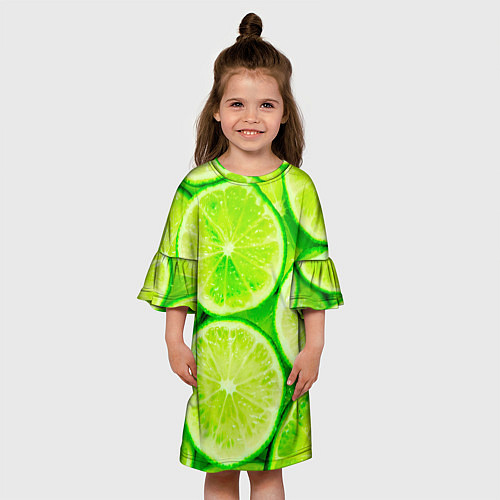 Детское платье Лайм - цитрусовая свежесть / 3D-принт – фото 3