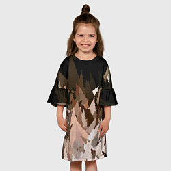 Платье клеш для девочки Abstract mosaic pattern brown and black, цвет: 3D-принт — фото 2
