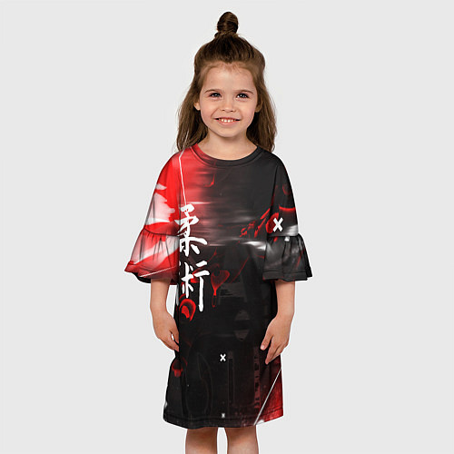 Детское платье Джиу-Джитсу : Глитч красный / 3D-принт – фото 3