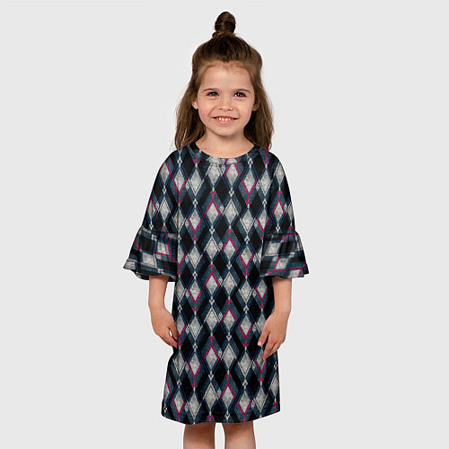 Детское платье Классический ромбовидный текстурированный узор на / 3D-принт – фото 3