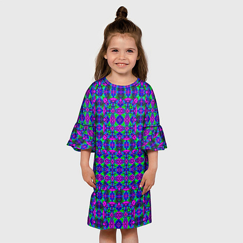 Детское платье Калейдоскопический неоновый узор / 3D-принт – фото 3