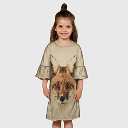 Платье клеш для девочки Полигональная голова лисы, цвет: 3D-принт — фото 2