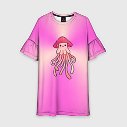 Платье клеш для девочки Кавайный грибочек мухомор - медуза в стиле японско, цвет: 3D-принт