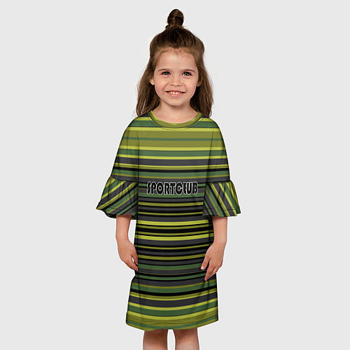 Детское платье Спортклуб полосатый оливково-зеленый полосатый узо / 3D-принт – фото 3