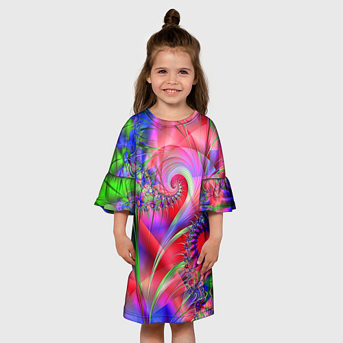 Детское платье Фракталы нежных оттенков / 3D-принт – фото 3