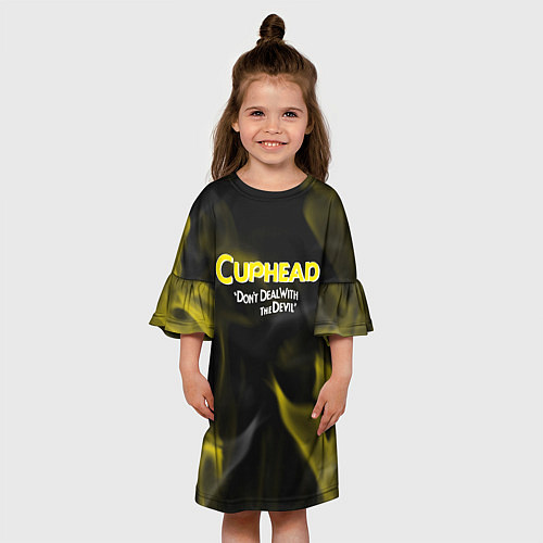 Детское платье Cuphead жёлтый огонь / 3D-принт – фото 3