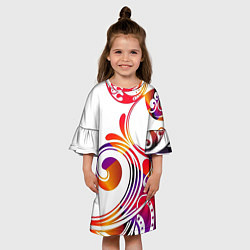 Платье клеш для девочки Узор на белом фоне, цвет: 3D-принт — фото 2