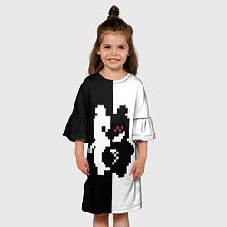 Платье клеш для девочки Monokuma pixel, цвет: 3D-принт — фото 2