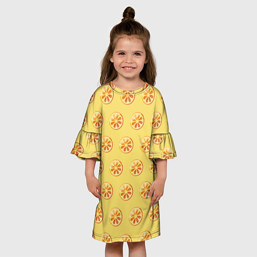 Детское платье Апельсин Паттерн - Желтая версия / 3D-принт – фото 3