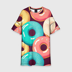 Платье клеш для девочки Пончики и только пончики, цвет: 3D-принт