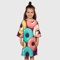 Платье клеш для девочки Пончики и только пончики, цвет: 3D-принт — фото 2