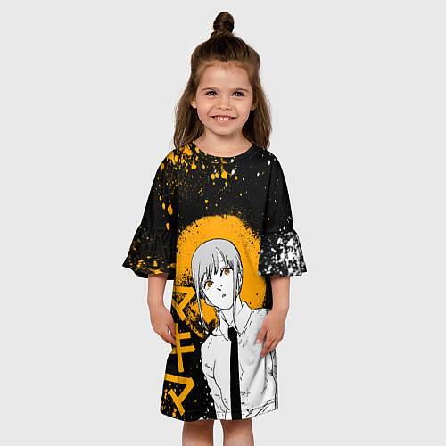 Детское платье Макима - оранжевые брызги краски / 3D-принт – фото 3