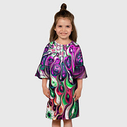 Платье клеш для девочки Движение вируса, цвет: 3D-принт — фото 2