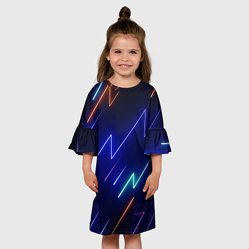 Детское платье Неоновые изогнутые линии / 3D-принт – фото 3