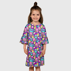 Платье клеш для девочки Человечки с наушниками, цвет: 3D-принт — фото 2