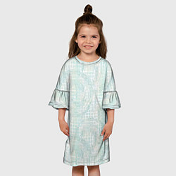Платье клеш для девочки Круги на клетчатом серо-белом фоне, цвет: 3D-принт — фото 2