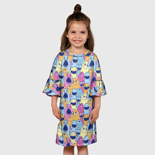 Детское платье Монстры пушистые / 3D-принт – фото 3