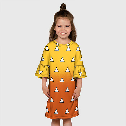 Детское платье Оранжевое кимоно с треугольниками - Зеницу клинок / 3D-принт – фото 3