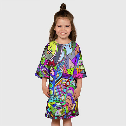 Детское платье Детский красочный узор / 3D-принт – фото 3