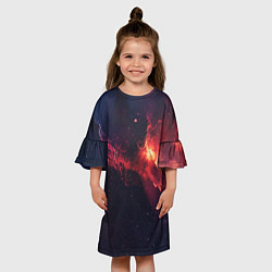 Платье клеш для девочки Красивая космическая туманность, цвет: 3D-принт — фото 2