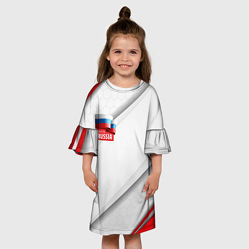 Детское платье Red & white флаг России / 3D-принт – фото 3